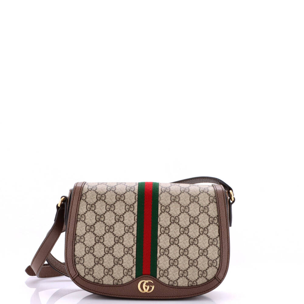 Gucci Small Ophidia Saddle Flap Shoulder Bag GG Coated Canvas